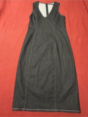 Ralph Lauren Black V-Neck Midi Sheath Dress